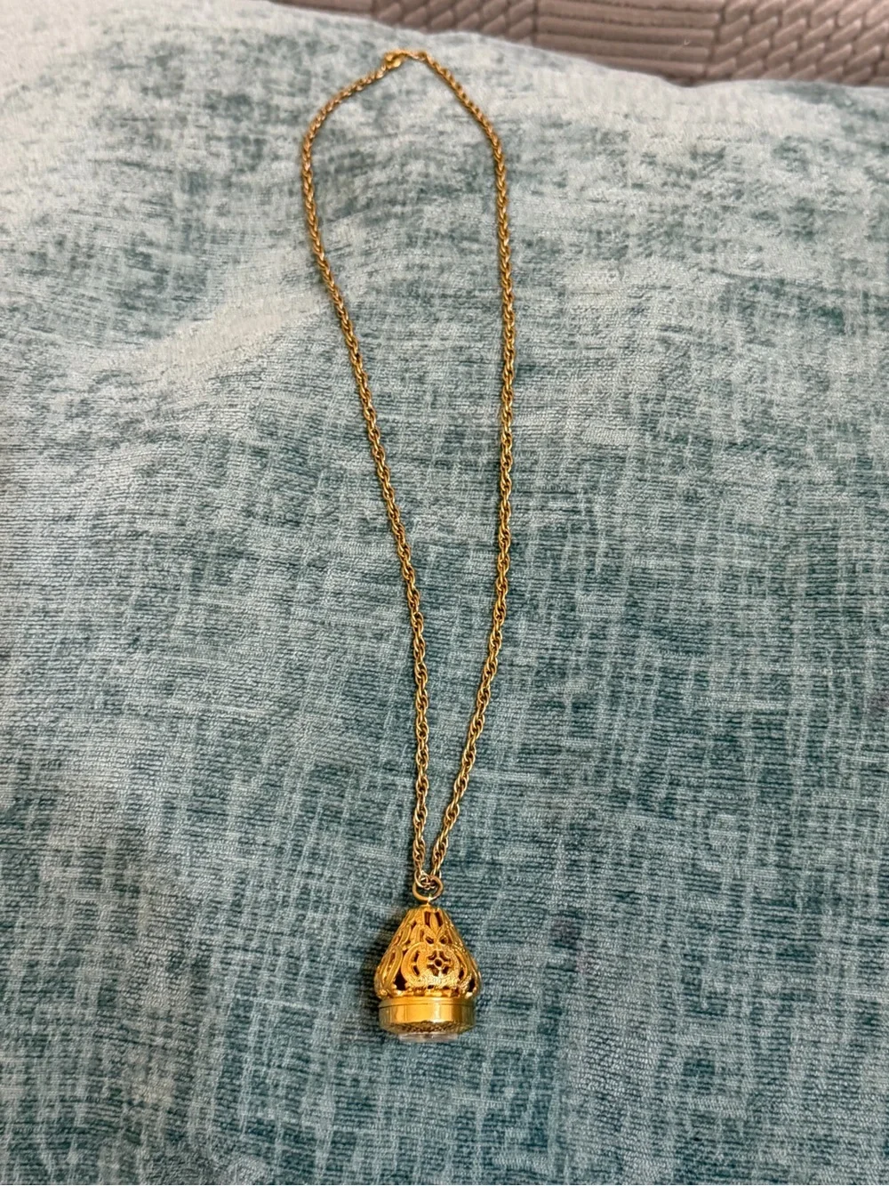 Vtg Paul Garnier 21 Jewels Pendant Watch Necklace Gold Tone Dome Cage Filigree